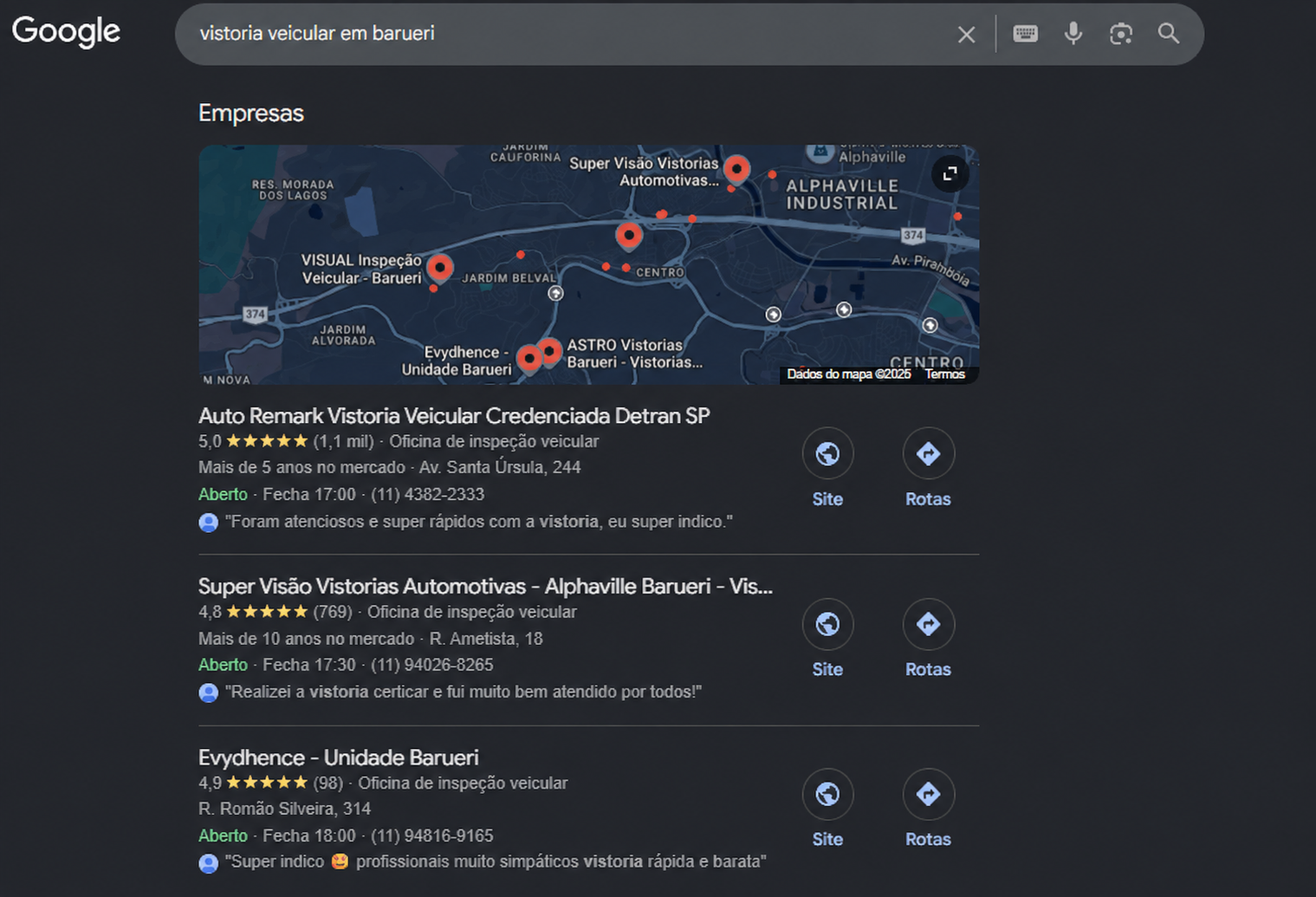 Auto Remark em primeiro lugar no Google para vistoria veicular em Barueri